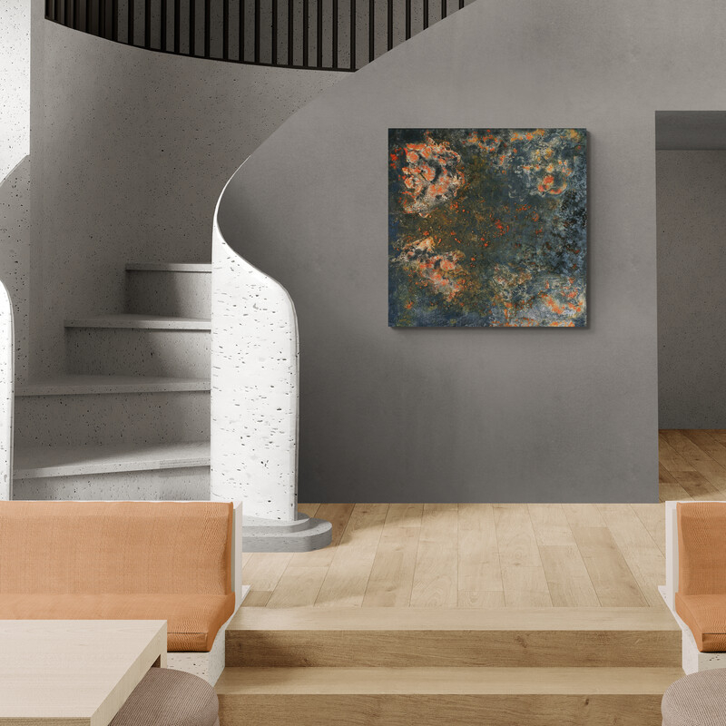 Patrick CRISTALLINI - Peinture acrylique abstraite sur toile intitulée "Black Stone Feast"